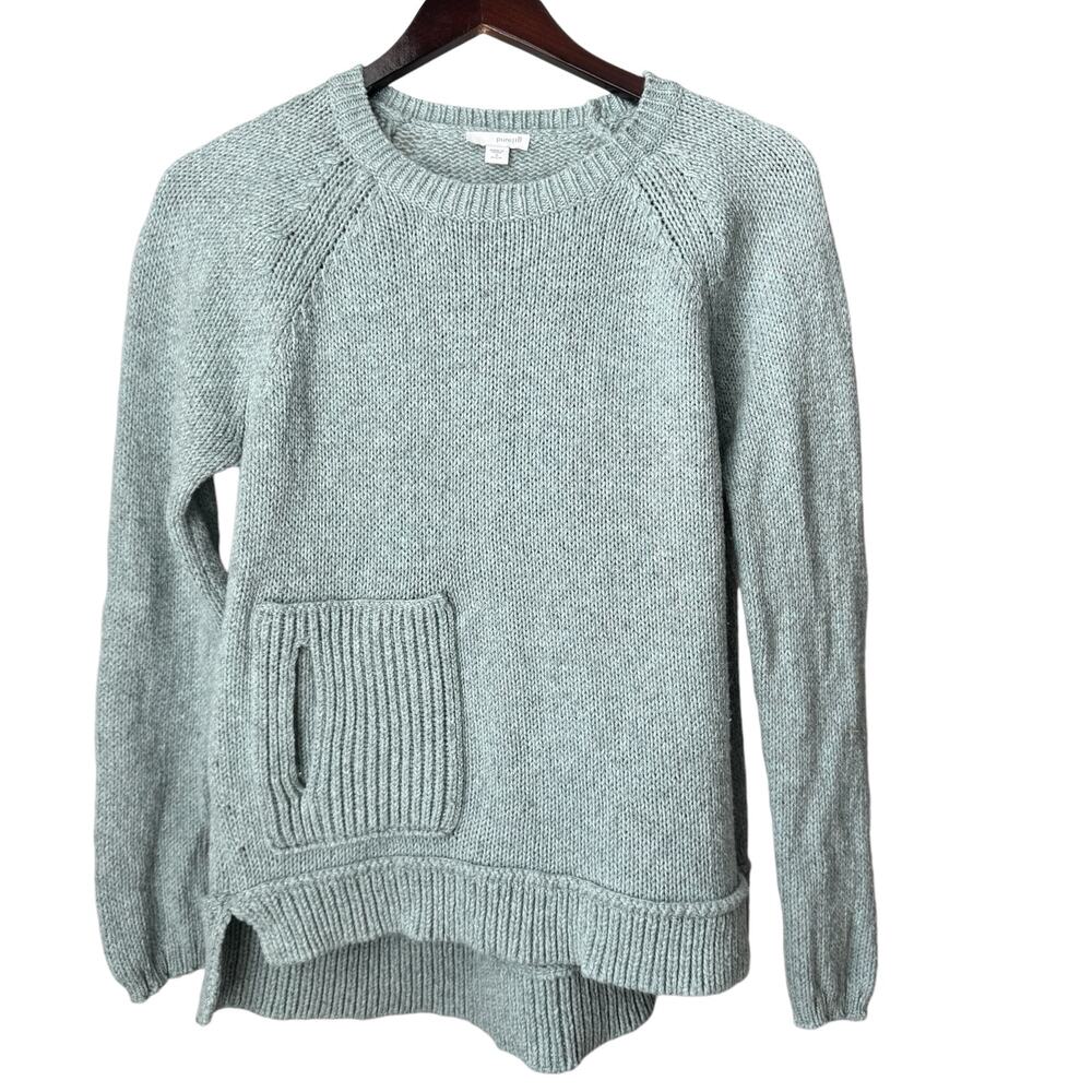 J. JILL Seafoam Green Textured Knit Cotton Blend Pullover High Low Sweater SZ SP